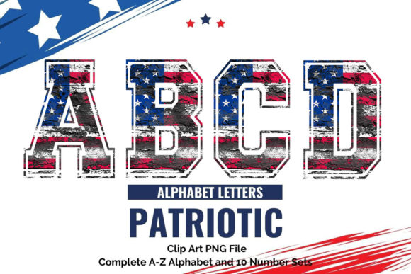 American Flag Alphabet Varsity Letters: Bold Patriotic Design