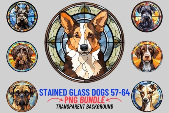Artistic Flair: Stained Glass Dogs Sublimation 57-64