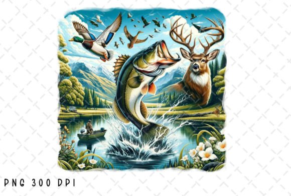 Bass Fishing Fish Deer Duck Hunting PNG: A Designer's Asset