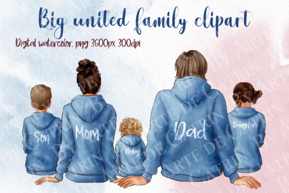 Big United Family Clipart, in Hoodies: A Cozy Design Asset