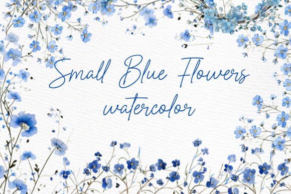 Blue Flowers Clipart Watercolor Flowers for Creative Projects