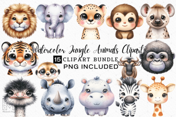 Bringing the Safari to Your Studio: Watercolor Jungle Animals Clipart