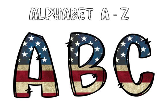 Celebrate in Style with American Flag Alphabet Doodle Letters