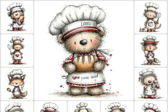 Chef Baker Animals Clipart: 40 Playful JPGs for Creative Projects