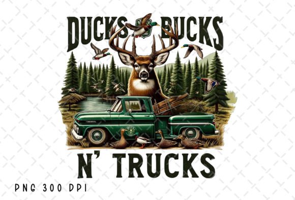 Ducks Bucks Trucks Deer Hunting PNG: A Rustic Design Essential