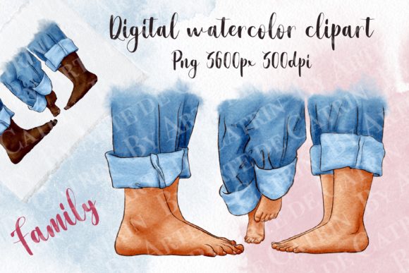 Feet Family Clipart: Parents and Child for Creative Projects