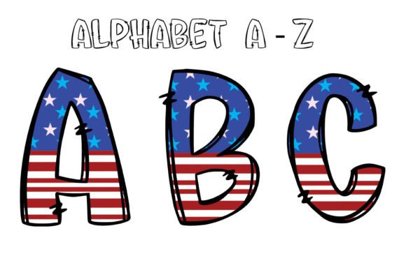 Patriotic USA Flag Doodle Alphabet PNG10: A Designer's Guide