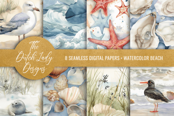 Seamless Watercolor Beach Patterns for Modern Design