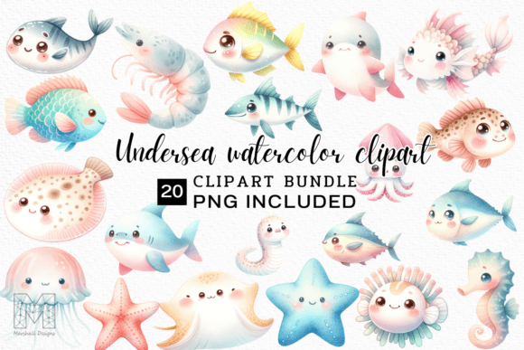 Unleashing Creativity with Cute Sea Animals Watercolor Clipart