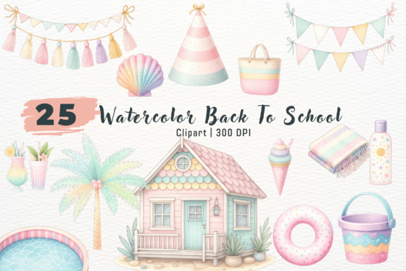 Watercolor Summer Pastel Beach Clipart: A Designer's Sunny Toolkit
