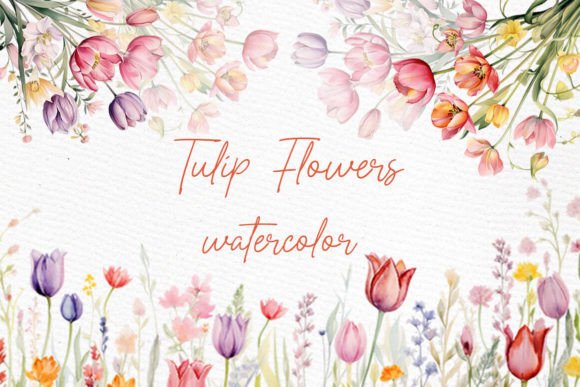 Watercolor Tulips Clipart: Fresh Floral Design Assets